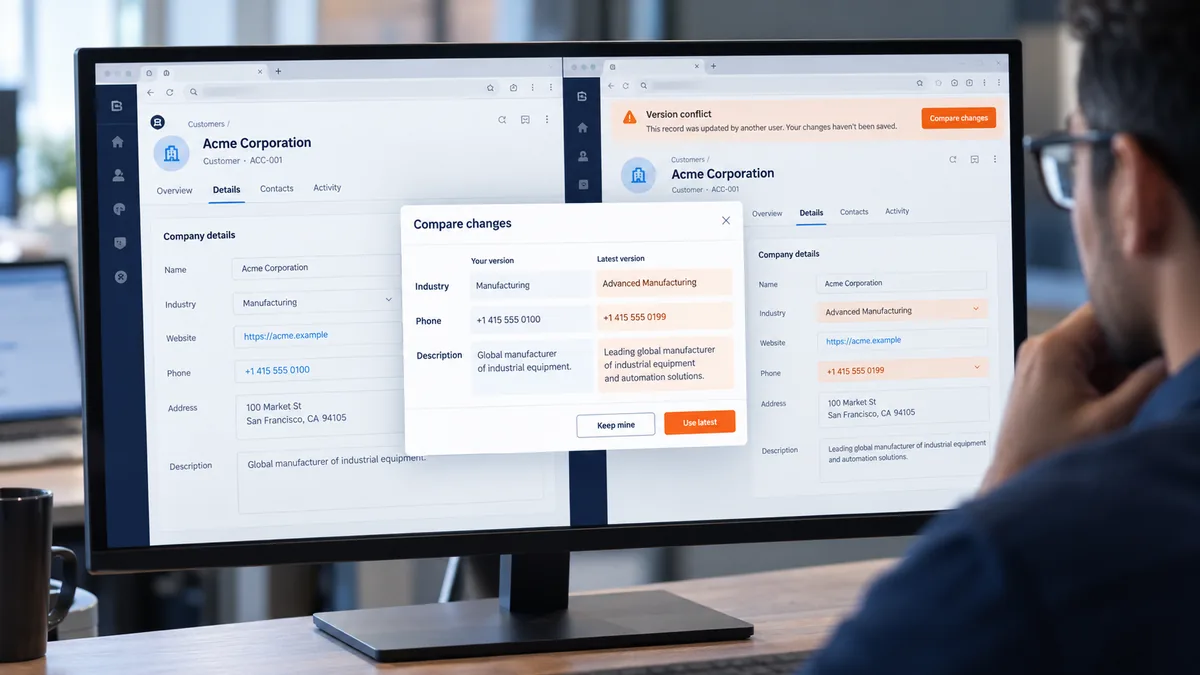 موظفان يعدلان العميل نفسه: كيف تمنع ضياع التعديل في CRM؟