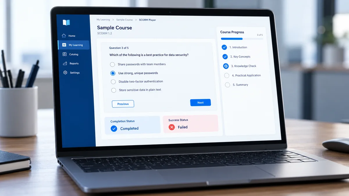 اكتمال الدورة في LMS ليس نجاحًا فيها: اختبار حالات SCORM