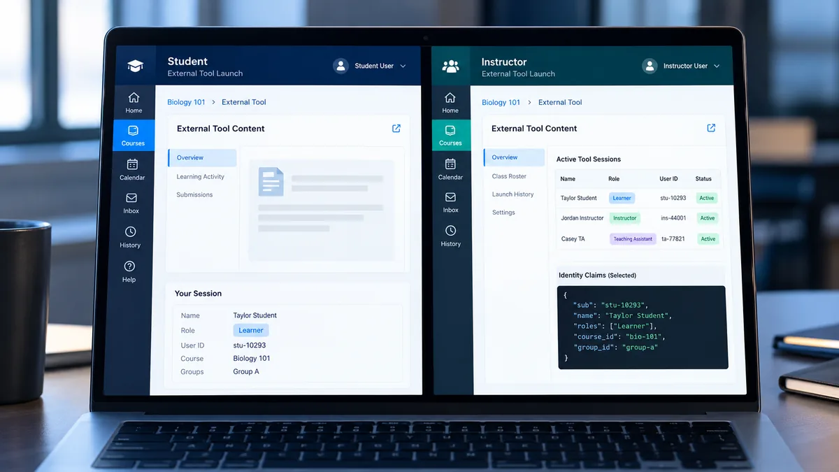 ربط LMS عبر LTI 1.3: اختبر هوية المتعلم ودوره قبل الإطلاق