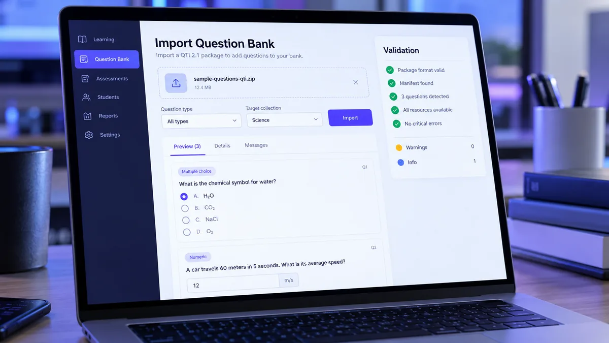 نقل بنك الأسئلة بين منصات LMS: اختبار عملي لتوافق QTI