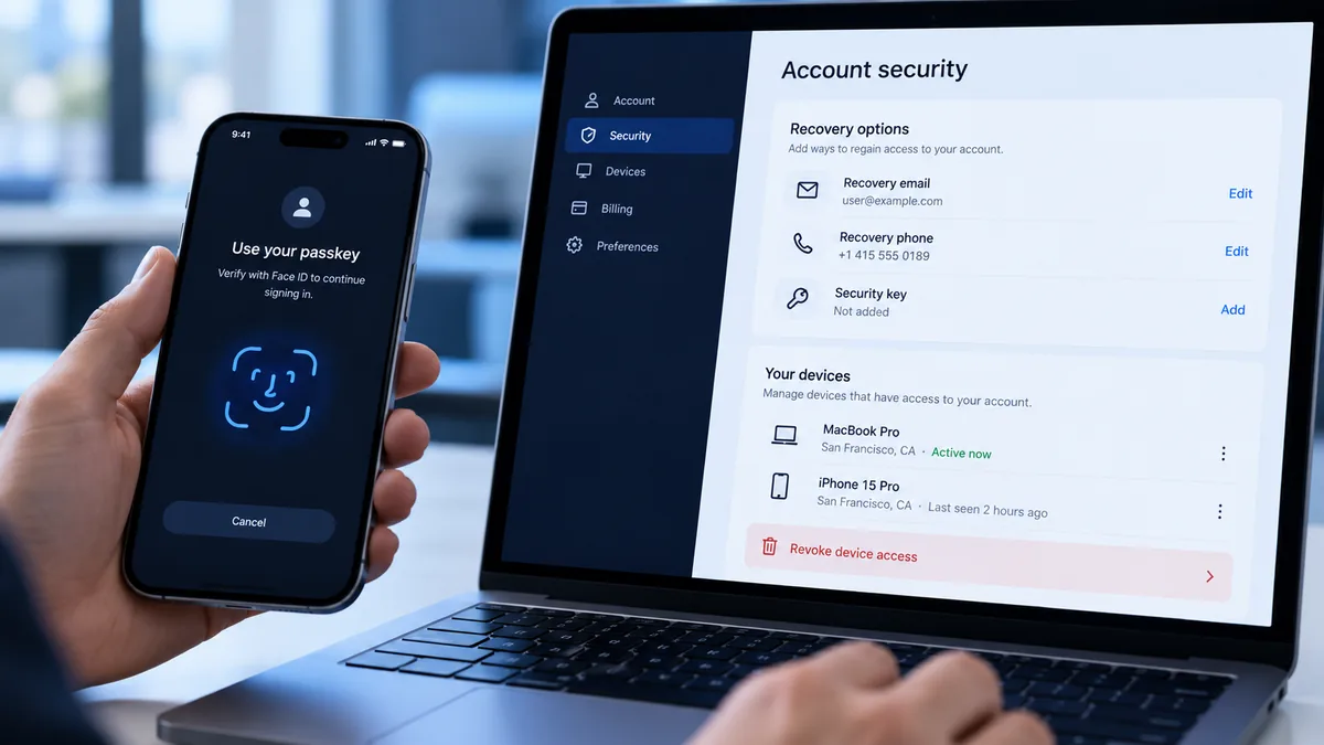 قبل تفعيل Passkeys: اختبر استرداد الحساب وإلغاء الجهاز