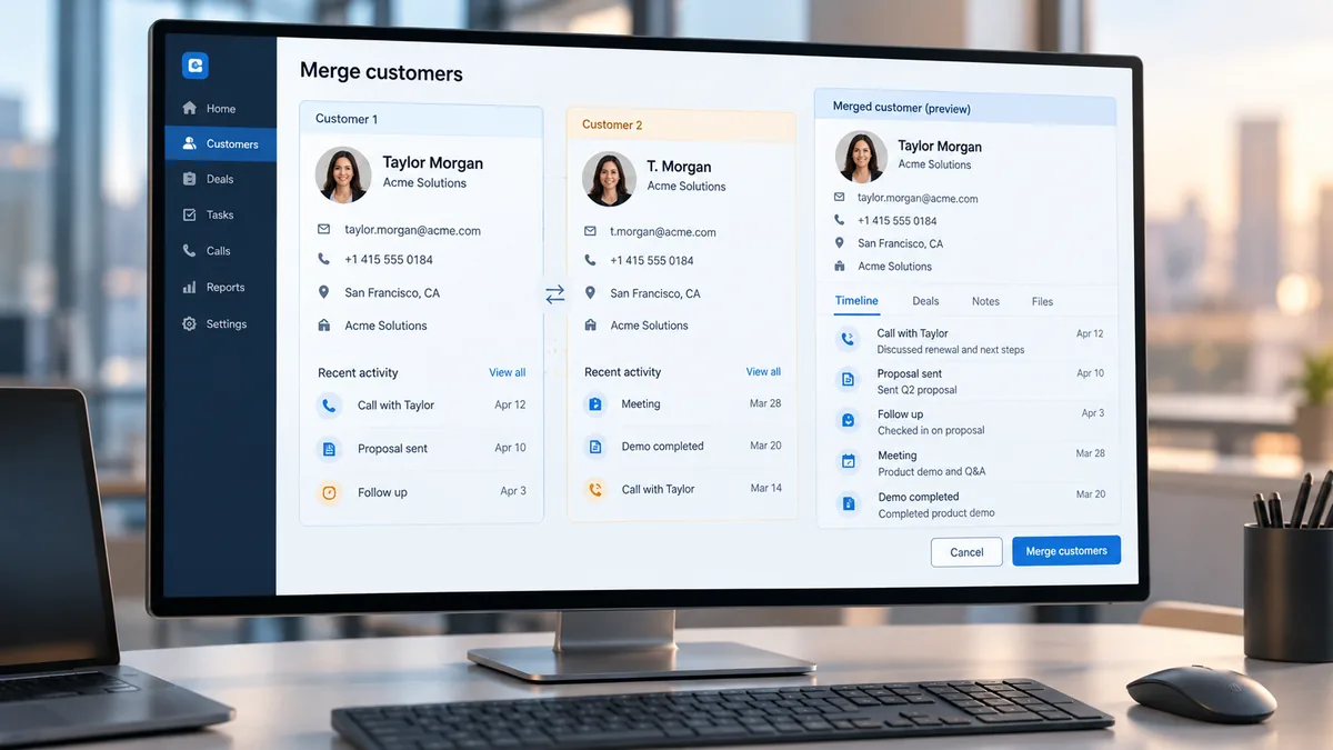 تكرار العملاء في CRM: سياسة دمج تحافظ على تاريخ المبيعات