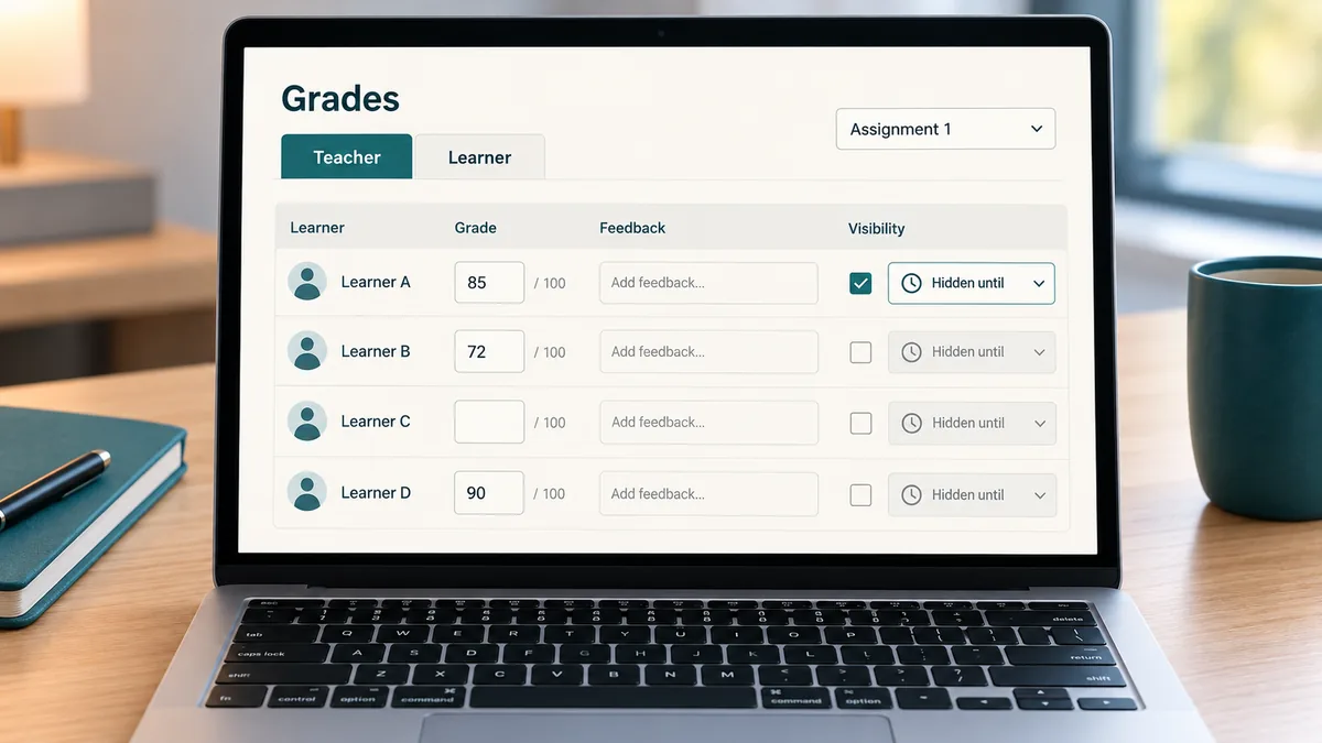 Moodle: إخفاء الواجب لا يكفي لإخفاء درجته